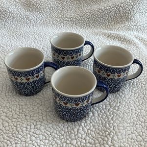Polish Pottery Mugs - Set of 4